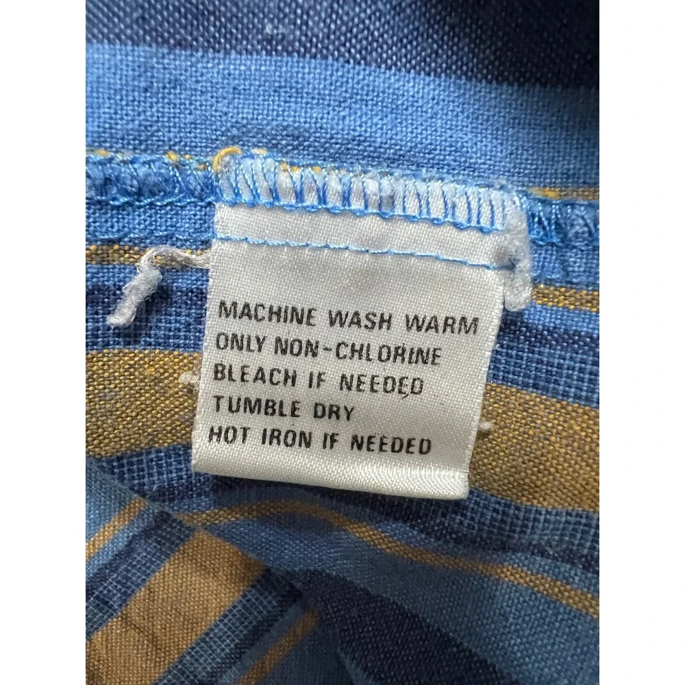 Levis Mens Short Sleeve Button Down Striped Shirt Blue Tan Cotton 65079-8504 M